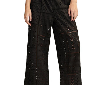 Lucky Brand Women's Schiffli Eyelet Matchback Pants Black Size XXL MSRP $139