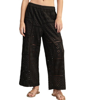 Lucky Brand Women's Schiffli Eyelet Matchback Pants Black Size XL MSRP $139