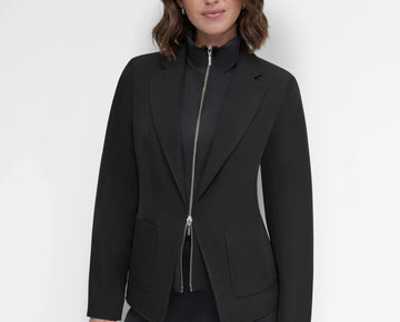 DKNY Women's Double Insert Zip-Front Jacket Black Size 2 MSRP $159