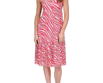 Michael Kors Soft Zebra Midi Dress viscose Red Size XL MSRP $175