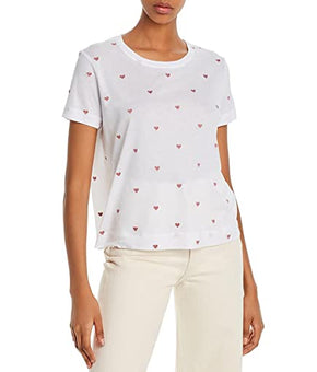 Splendid Heart Embroidered Tee T-Shirt White Clay Size M (Women's 6-8)
