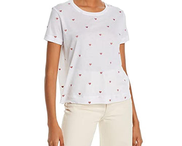 Splendid Heart Embroidered Tee T-Shirt White Clay Size M (Women's 6-8)