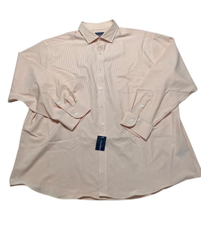 Club Room Men Regular fit Dress Shirt XXL 18.5 in 34-35 Orange Striped