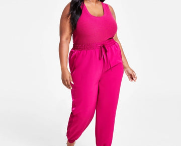 Nina Parker Trendy Plus Size 2X Wide-Leg Joggers Pink MSRP $89