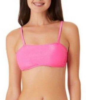 California Waves Juniors Pink Metallic Bandeau Tie Bikini Top Size XL