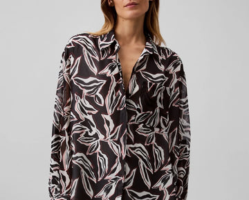 Calvin Klein Women's Printed Classic Button-Front Shirt Black Size XS MSRP $79