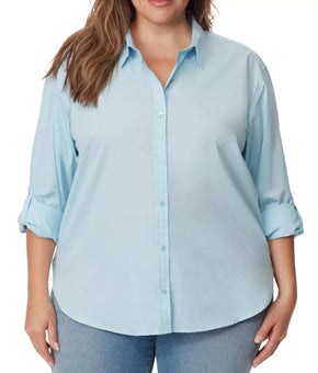 Gloria Vanderbilt Plus Size 3X Amanda Shirt Light Blue MSRP $52