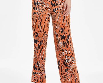 Bar III Women's Animal-Print Drawstring-Waist Pants Brown Size L MSRP $89