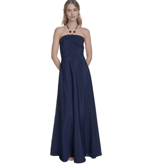 Eliza J Women Ruched-Front embellished Halter Lined Maxi Dress Blue Size 2 $158