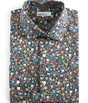 Bar Iii Mens Slim fit Long Sleeve Button-Up Shirt Medium Blue Floral