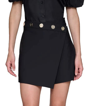 KARL LAGERFELD PARIS Skort Button-Waist Asymmetri Shorts Black Size 16 MSRP $99
