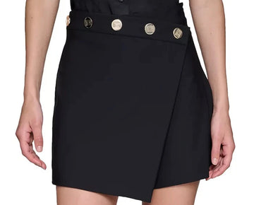 KARL LAGERFELD PARIS Skort Button-Waist Asymmetri Shorts Black Size 16 MSRP $99