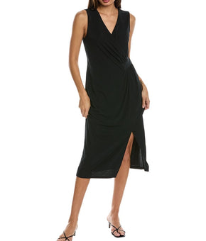 Anne Klein womens Surplice Midi Dress, Size M, Black
