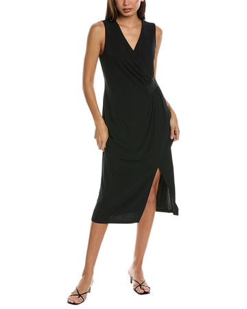 Anne Klein womens Surplice Midi Dress, Size M, Black