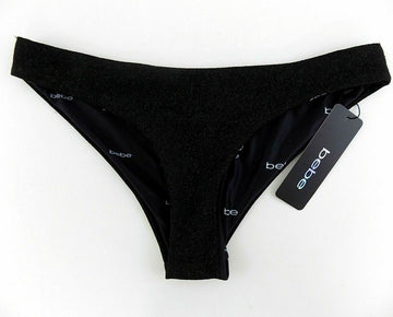 bebe Womens Black Metalic Bikini Swim Bottom Size XL MSRP $25