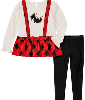 Kids Headquarters Baby Girls Check Skirted Tunic Leggings, 2 Piece Set 6/9M Red