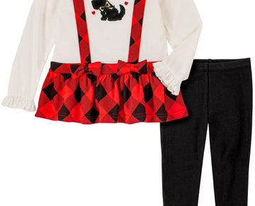 Kids Headquarters Baby Girls Check Skirted Tunic Leggings, 2 Piece Set 6/9M Red