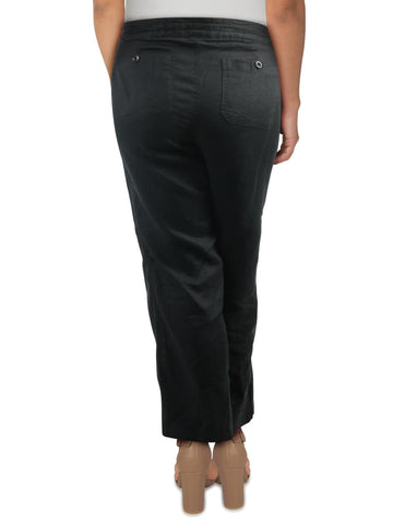 Lauren Ralph Lauren Womens Plus Jovonie Linen Wide Leg Pants Black Size 18W