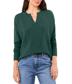 Vince Camuto Women's Cozy V-Neck Drop-Shoulder Sweater Green Size M MSRP $69