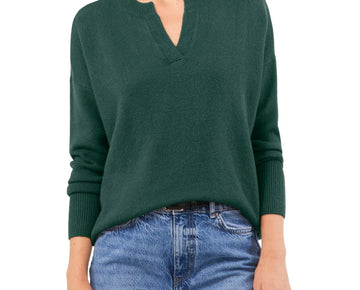 Vince Camuto Women's Cozy V-Neck Drop-Shoulder Sweater Green Size M MSRP $69