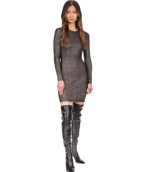 Michael Kors Women's Textured Metallic Mini Dress Black Gold Size M MSRP $145
