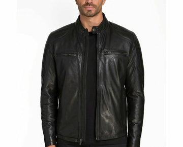 Jared Lang Leather Jacket Black Mens Size S MSRP $395