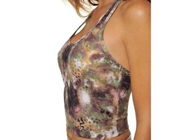 CALVIN KLEIN PERFORMANCE Printed Racerback Cropped Tank Top Purple Size L $50