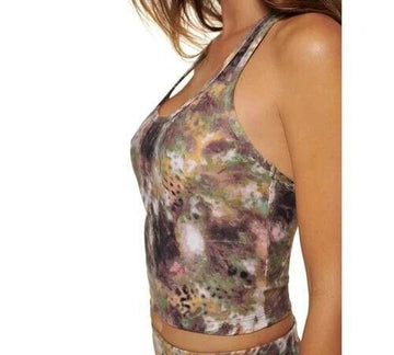 CALVIN KLEIN PERFORMANCE Printed Racerback Cropped Tank Top Purple Size L $50