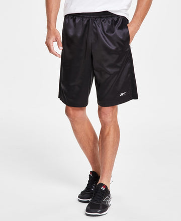 Reebok Mens Regular fit Casual Satin Basketball Shorts Size L / 9 Black Solid