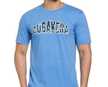 Cubavera Men's Short Sleeve Cotton Havana Crew T Shirt, Federal Blue, Size L