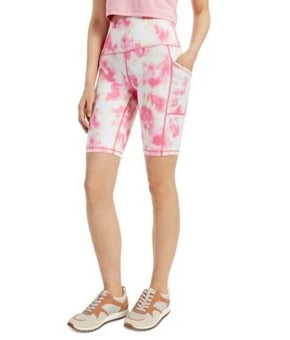 Ideology Womens Tie Dyed Pocket Bike Shorts Pink Yellow Size M
