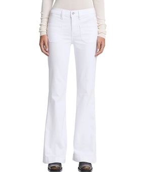 7 For All Mankind Dojo Tailorless Patch-Pocket Bootcut Jeans White Size 31 $168