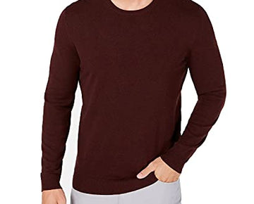 Alfani Mens Sweater Port Heather Small Crewneck Pullover Dark Red Size S