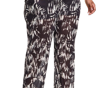 Nina Parker Womens Plus High Rise Mesh Wide Leg Pants Size 2X Black Gray