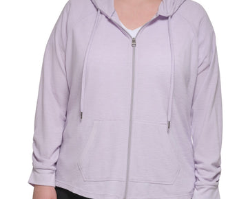 Calvin Klein Performance Ruched-Sleeve Zip Hoodie PURPLE Size 3X MSRP $59