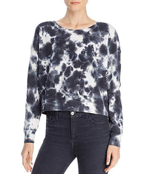 Splendid Womens Tie-Dye Waffle Knit Crop Top Gray Size L