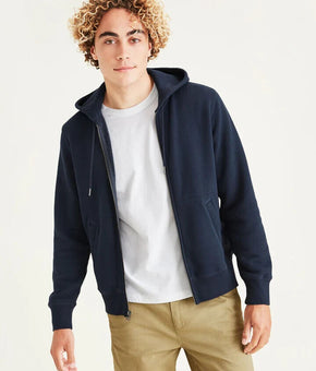 DOCKERS Men's Zip Fleece Hoodie Navy Blue Size M MSRP $78