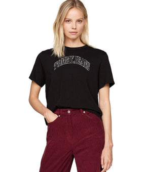 Tommy Jeans Shirt Womens Size XL Black Logo Graphic Crew Neck Tee Top T-Shirt