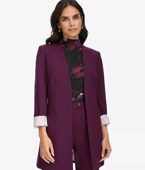 Calvin Klein Roll Sleeve Open Front Blazer Petite Size 8P aubergine Purple $159