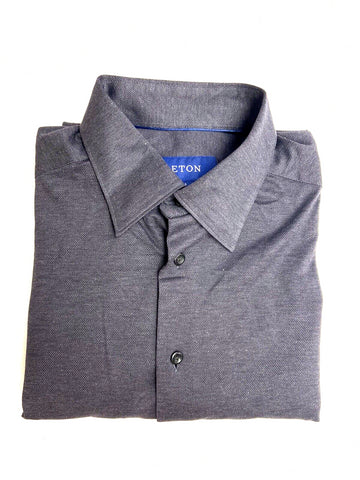 Eton Slim-Fit Jersey Knit Shirt Dark Gray Size L MSRP $225