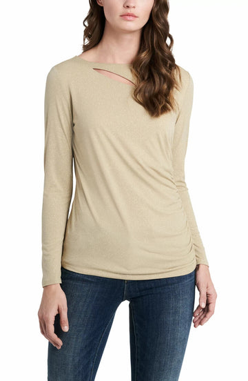 VINCE CAMUTO Women's Sparkle Jersey Cutout Top Gold Size M MSRP $69