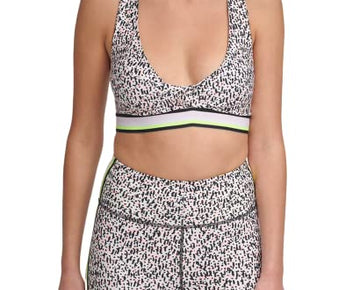 DKNY womens Sport Printed Low-Impact Sports Bra, Slate Heather, Large