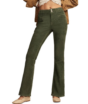 Lucky Brand Women Stevie High-Rise Corduroy Flare Pants Size 2 / 26 Green $109