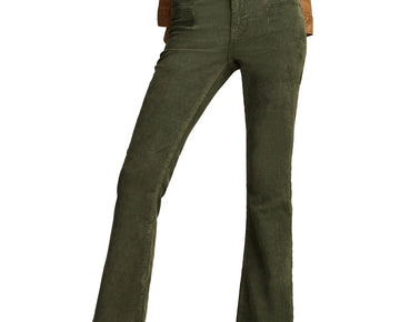 Lucky Brand Women Stevie High-Rise Corduroy Flare Pants Size 2 / 26 Green $109