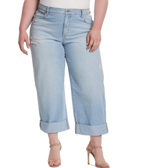 Jessica Simpson Trendy Wide-Leg Boyfriend Jeans BLUE Plus Size 18W MSRP $70