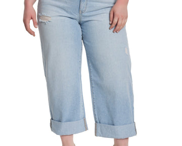 Jessica Simpson Trendy Wide-Leg Boyfriend Jeans BLUE Plus Size 18W MSRP $70