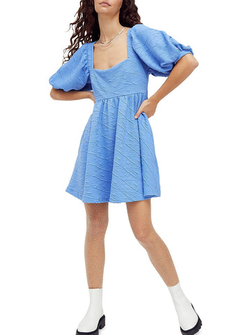 Free People Womens Daytime Short Mini Dress Blue Size M