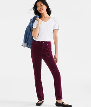 Style & Co Women's High-Rise Straight-Leg Corduroy Jeans Berry Purple Size 4