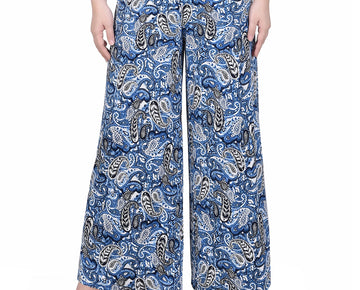 NY Collection Women's Petite Size PM Pull On Palazzo Pants Blue
