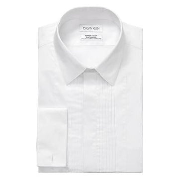 Calvin Klein Men Regular fit Dress Shirt Large 16-16.5 34-35 White Solid